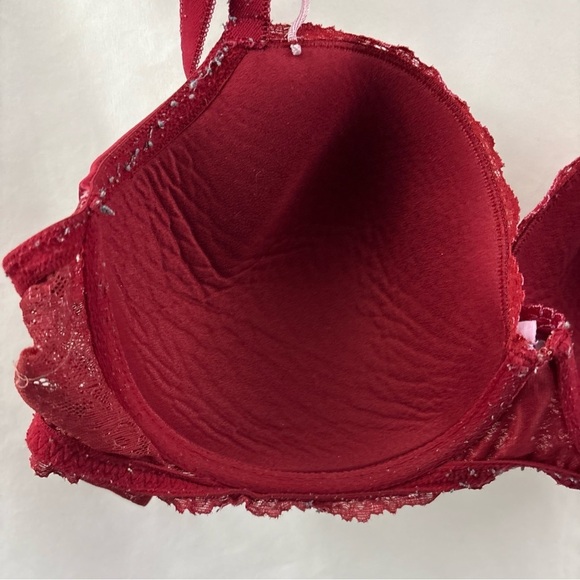 Victoria Secret Women Bra 38DD Red Violet Lace Dream Angels Lined Demi Underwire - Picture 16 of 16